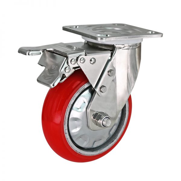 Heavy-Duty Stainless Steel Caster with Aluminum Core Polyurethane Wheel