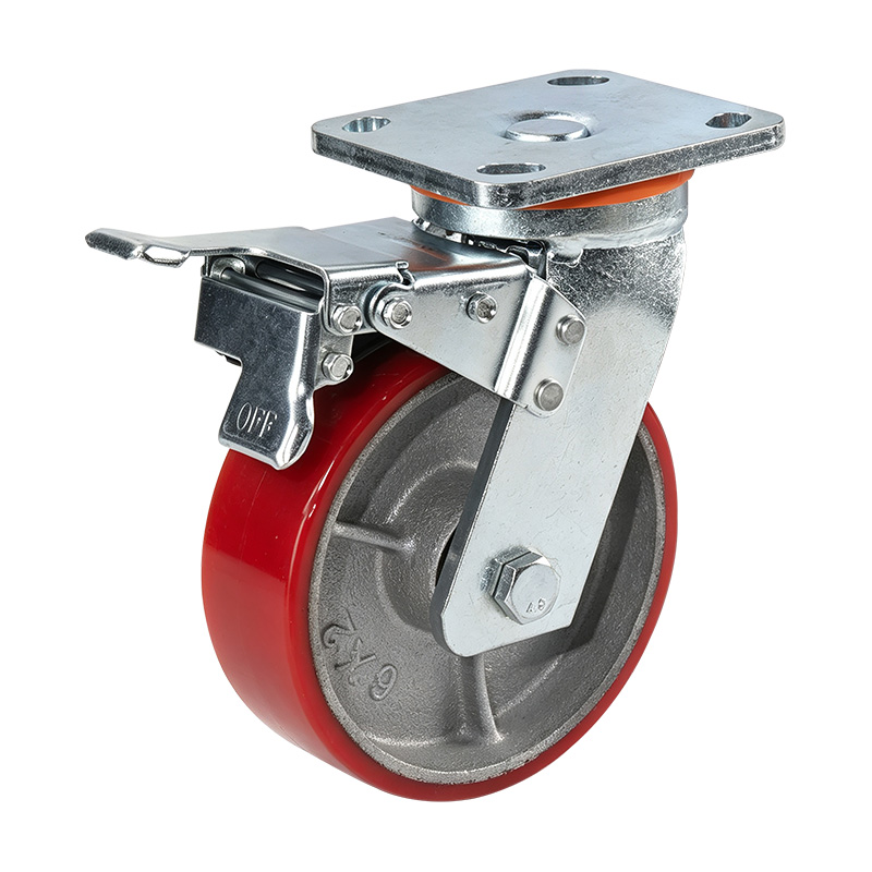 8mm Heavy-Duty Red Iron-Core Polyurethane Caster Wheel