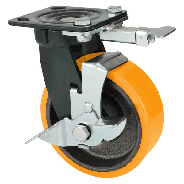 TAHK Impact Resistant Extra Heavy Duty Orange Iron Core PU Wheel