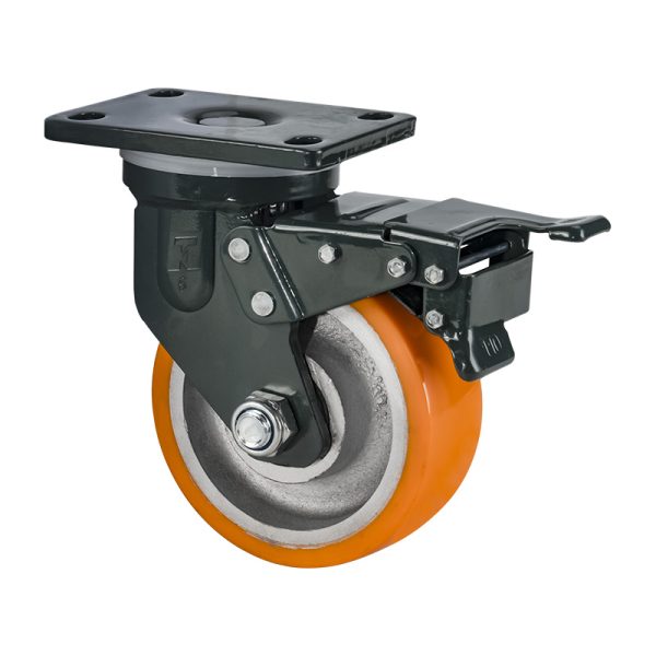 TAHK Super Heavy Duty Manganese Steel Orange High Wear-resistant Iron Core PU Wheel
