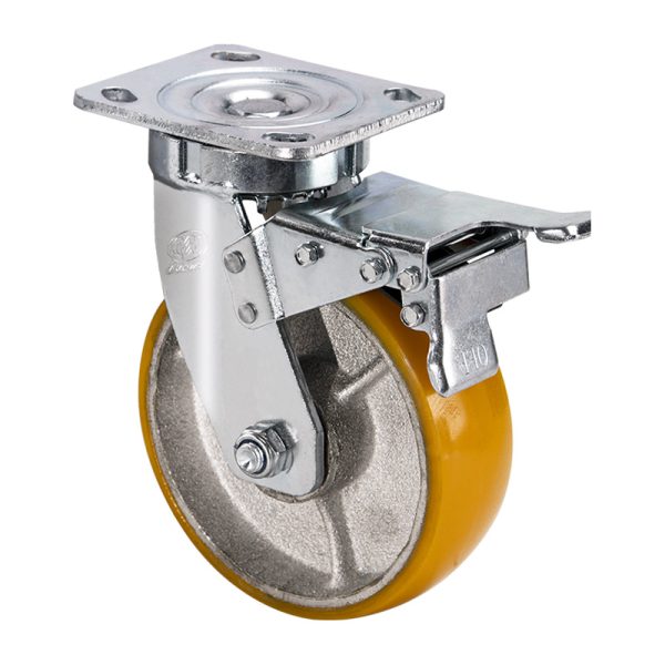 Heavy-duty impact-resistant curved iron core PU wheel