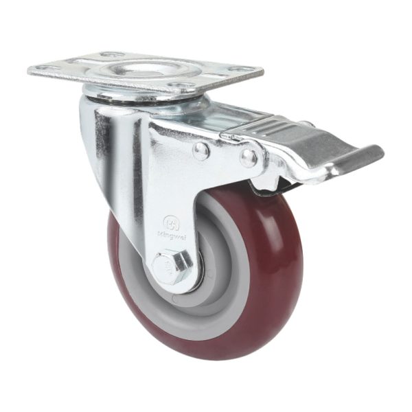 Medium duty PVC caster wheel-Jujube red