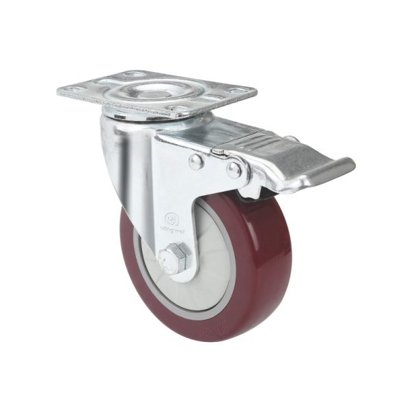 Medium duty PVC caster wheel-Jujube red single bearing